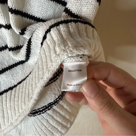 Evereve Stevie Pullover Black White Knit Size Small - Picture 4 of 9